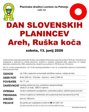 2026-06-13 dan slovenskih planincev Areh